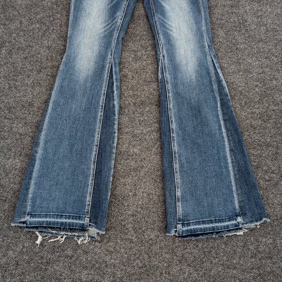 VERVT Altered Jeans Women's 25 Blue Denim Hippy Wide Leg Distressed Frayed READ - Picture 3 of 16
